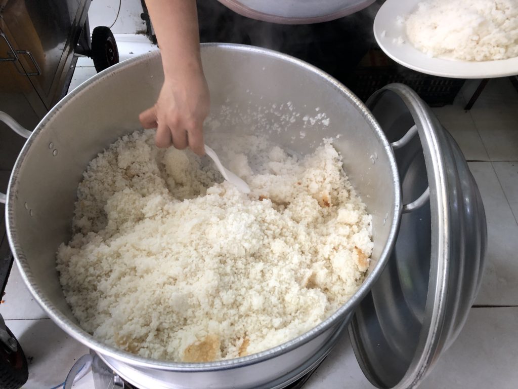 Today's breakfast in La Gi, Binh Thuan is com tam (broken rice)