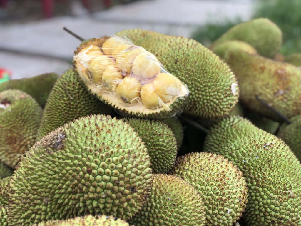Vietnamese fruit, halved jackfruit