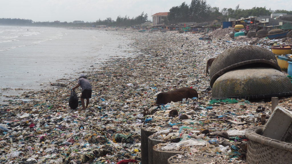 Garbage-filled Vietnam beach