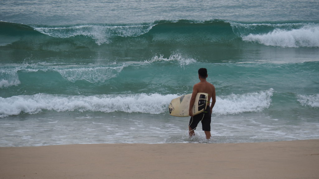 Sayama trying to surf in Bai Dai Nha Trang
