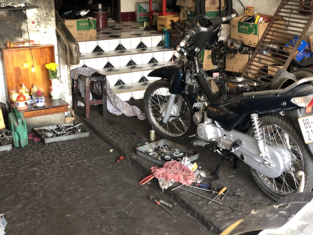 Local bike repair shop in Mui Ne