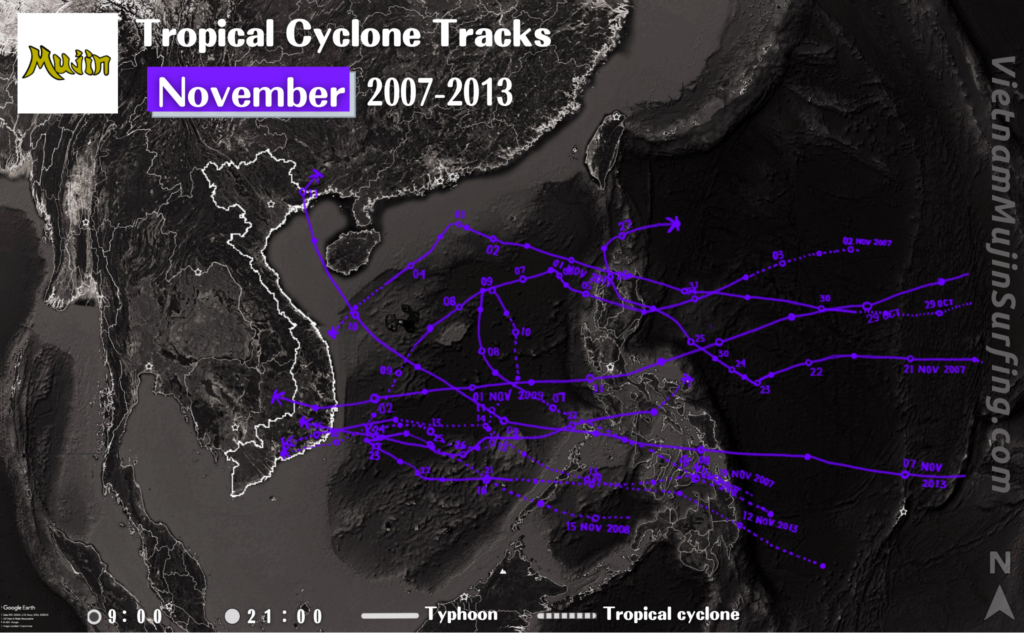 November2013Vietnam-TropicalCycloneTracks