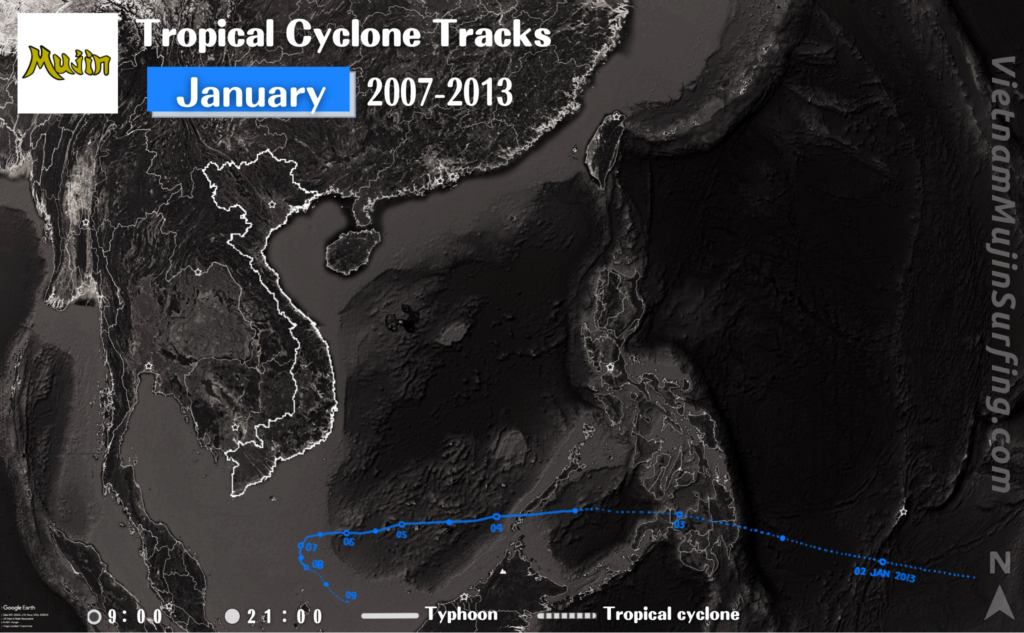 January2013Vietnam-TropicalCycloneTracks