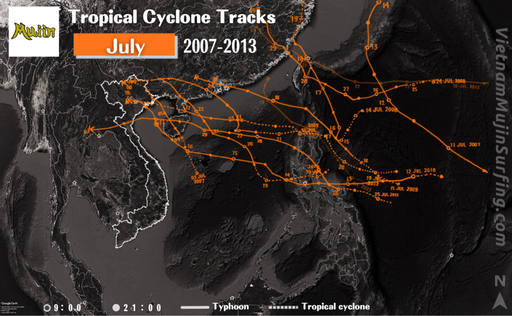 July2013Vietnam-TropicalCycloneTracks