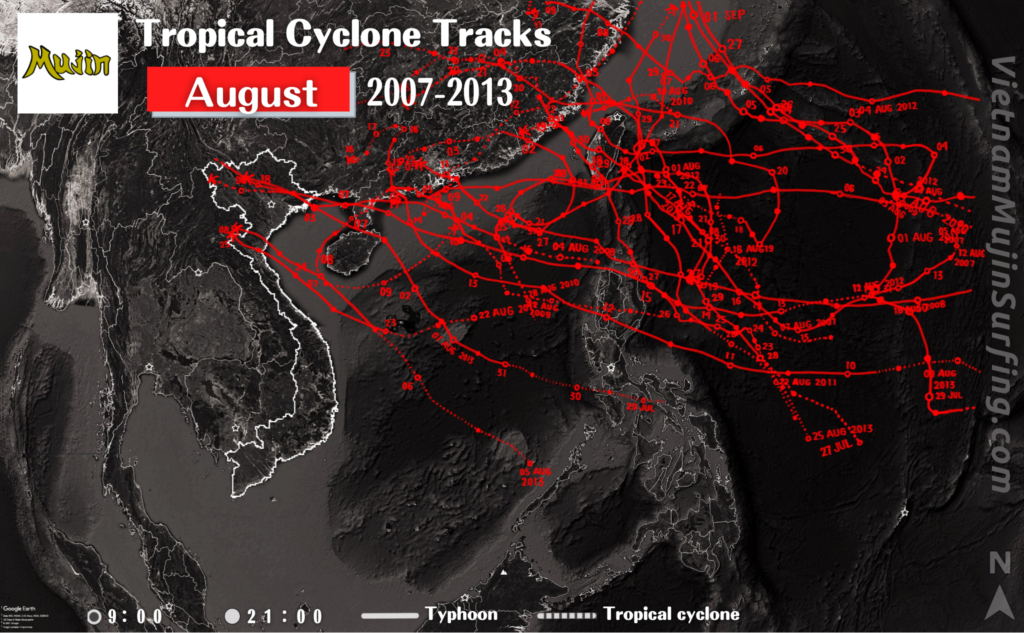 August2013Vietnam-TropicalCycloneTracks
